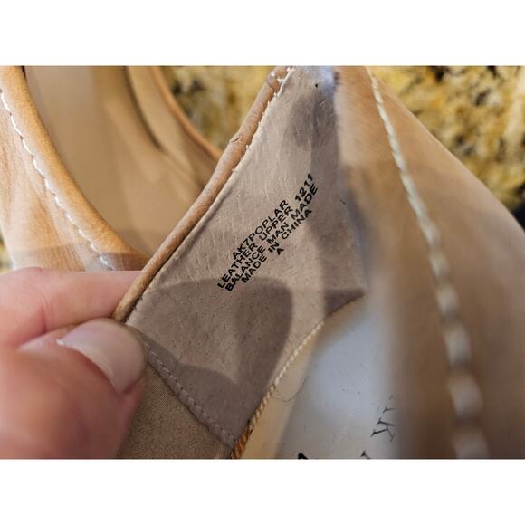 Ann klein poplar I flex 8 M wedges blue striped heel boho open toe career casual - Picture 7 of 8